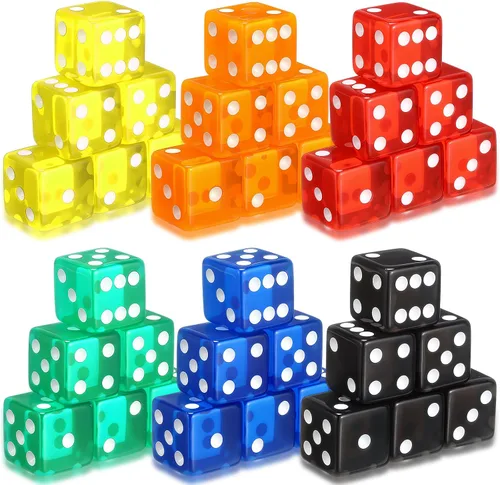 Miniatura 8 de Seenelling Juego de 36 dados de 19 mm estilo casino para Craps, acrílicos y translúcidos D6, cuadrados con bordes redondeados para casino, Craps