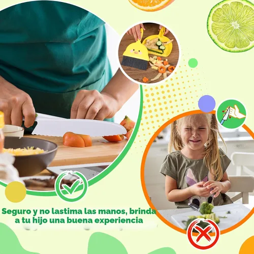 Miniatura 4 de 14 piezas de juego de cuchillos de cocina seguros de juguete Montessori para niños pequeños, juego de cuchillos para niños para cocina real