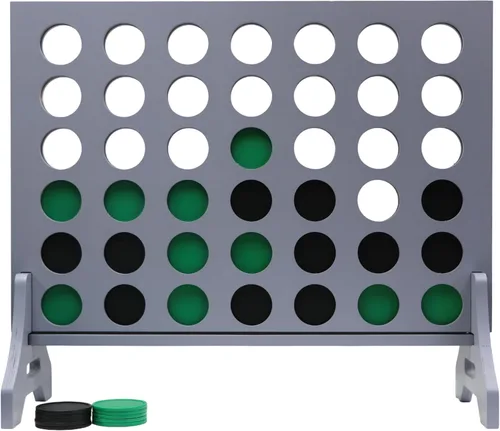 Miniatura 48 de Juego gigante 4 en una fila para familia y adultos – Tailgating Pros Jumbo de madera gris cuatro en una fila juego de patio para interiores