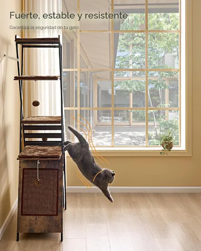 Miniatura 4 de FourFurPets Árbol para gatos de 72.4 pulgadas, torre moderna para gatos de interior, condominio para gatos de varios niveles con cuevas, árbol alto