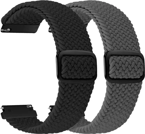 Miniatura 13 de 2 Pack 22mm Quick Release Braided Bands Compatible with Garmin Vivoactive 4 45mm, Forerunner 570 47mm/255/265, Adjustable Band for Amazfit Bip 6/5