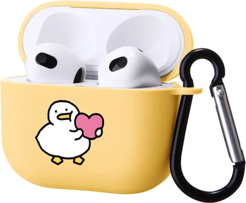 Miniatura 16 de Bonita funda de oso compatible con AirPods 3 con llavero, diseño de animales de dibujos animados, funda de TPU suave para AirPods de tercera