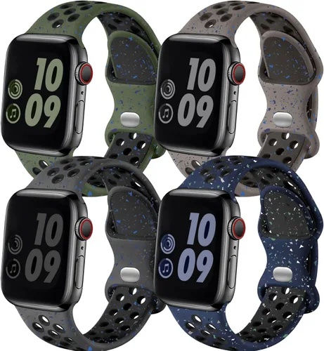 Miniatura 10 de Adorve 4 Pack Sport Bands Compatible with Apple Watch Bands for Men Women 49mm 46mm 45mm 44mm 42mm 41mm 40mm 38mm,Breathable Soft Silicone Strap for