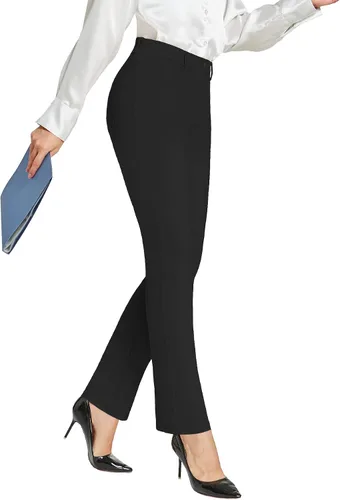 Amoy Pantalones de vestir para mujer, pierna rectacorte de bota, pantalones de trabajo elásticos, pantalones de oficina, negocios, casual, golf,