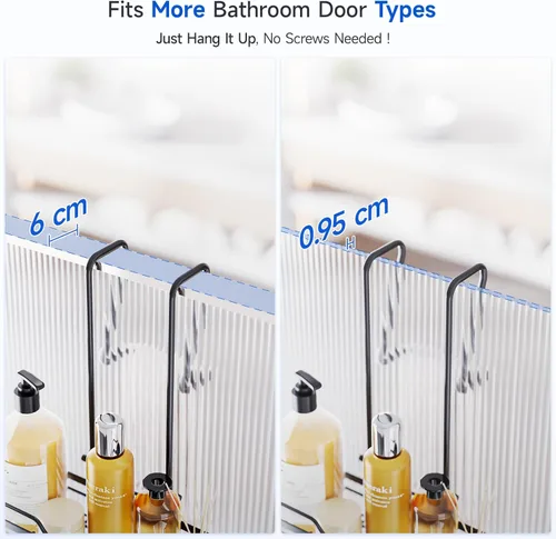 Miniatura 4 de Skyapex Organizador de ducha sobre la puerta: Estante de baño colgante sobre vidrio con ganchos - Estante de almacenamiento dentro del baño