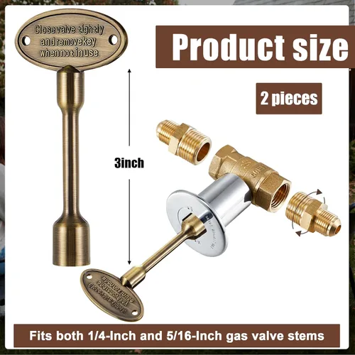 Miniatura 2 de Tondiamo 2 llaves universales de válvula de gas para fogatas de gas, repuesto de latón pulido para chimenea al aire libre, se adapta tanto a bolas