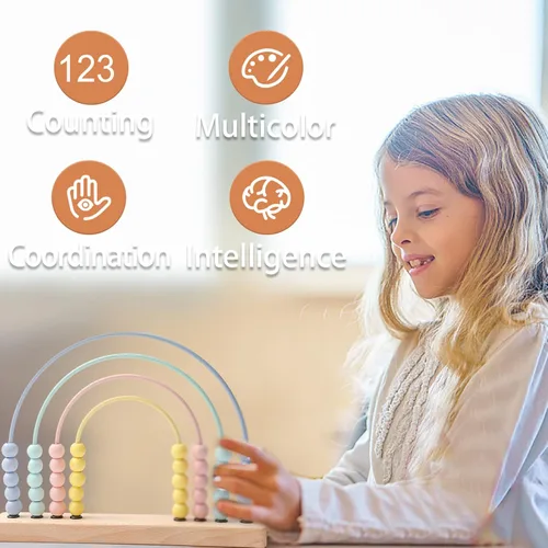 Miniatura 4 de ibwaae Juguetes de madera con cuentas de ábaco arcoíris para niños, habilidades matemáticas tempranas, juegos de aprendizaje educativo Montessori