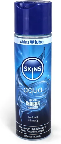 Skins Lubricante a base de agua Aqua - Disfruta de una intimidad natural duradera con lubricante hipoalergénico de 4.4 onzas