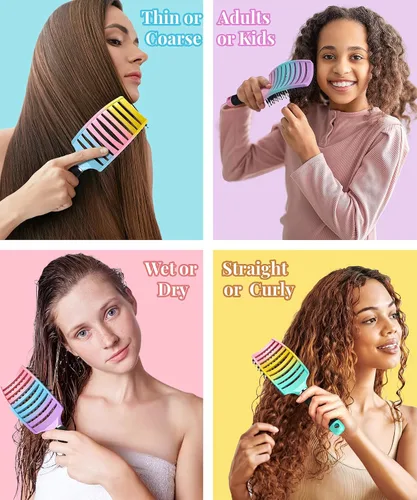 Miniatura 6 de KTKUDY Cepillo desenredante húmedo o seco para todo tipo de cabello, elimina nudos y reduce la rotura, cepillo desenredante sin enredos