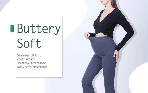 Miniatura 4 de Tianpin Pantalones de yoga de cintura alta para mujer, pantalones de maternidad de fitness con bolsillos laterales, leggings para gimnasia, ropa