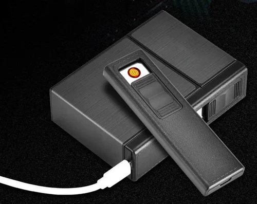Miniatura 5 de 20 piezas de caja de aluminio para módulos de cigarrillos con encendedor eléctrico recargable por USB, estuche portátil de cigarrillos de aluminio