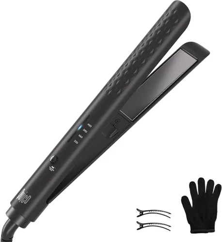 Quico Plancha para el cabello, alisadora de cabello de viaje global de 110-240 V para mujeres, calentamiento rápido en 15 segundos, plancha plana