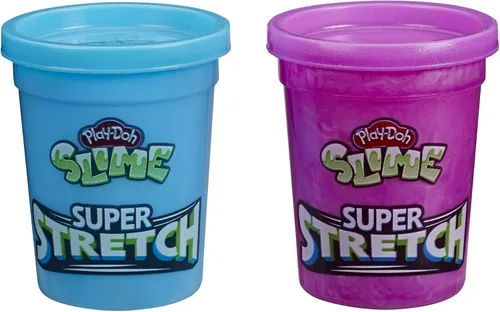 Play-Doh Slime Super Stretch - Paquete de 2 unidades para niños de 3 años en adelante, morado y azul