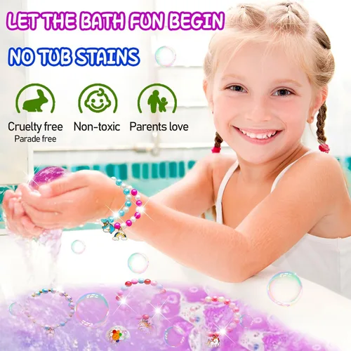 Miniatura 4 de Bombas de baño de unicornio con juguetes sorpresa en el interior para niños y niñas de 3, 4, 5, 6, 7, 8 años, regalo de cumpleaños para niñas