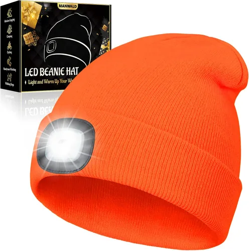 Miniatura 9 de MANWALD Gorro LED con luz, linterna LED recargable por USB, regalos para Navidad, rellenos de calcetines para hombres, Camouflaje, Grande
