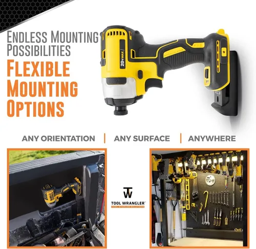 Miniatura 5 de Tool Wrangler Dewalt Organizador de Soporte de Herramientas - Compatible con 20V - 8 Soportes de Herramientas DeWalt Soporte de Pared para Taladro
