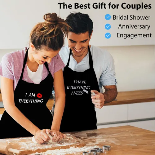 Miniatura 2 de Delantal YIKA® para parejas, regalos de Navidad para parejas: delantales impermeables para mujeres y hombres, con correa ajustable para el cuello