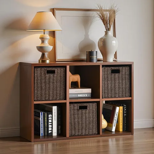 Miniatura 23 de Organizador de almacenamiento vertical de 2 cubos de metal, estantería corta negra con espalda abierta, estante de almacenamiento de cubo pequeño