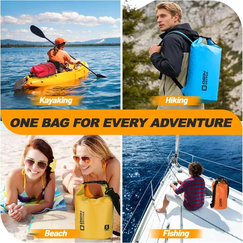 Miniatura 5 de Bolsa seca impermeable, 5L/10L/20L/30L/40L Mochila de almacenamiento ligera con funda para teléfono para mujeres y hombres, saco impermeable Gris
