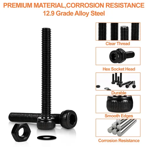 Miniatura 4 de Juego de 420 tornillos M3, pernos M3 prémium para impresión 3D, surtido de tornillos de cabeza hexagonal con tuercas y arandelas, M3 x 0.236 in