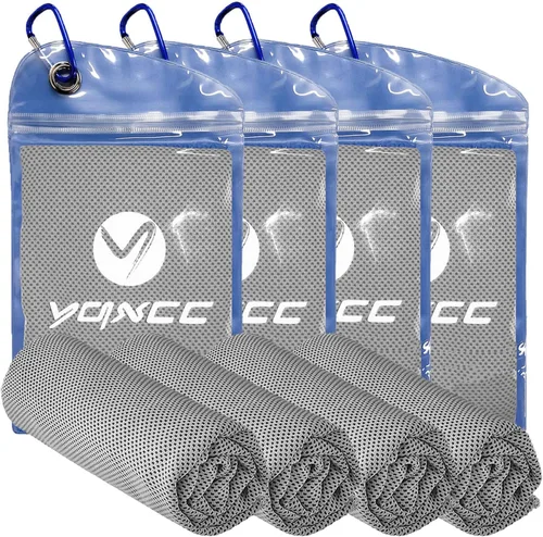 Miniatura 22 de YQXCC Toallas refrescantes Paquete de 4 unidades de 47 x 12 pulgadas Hielo fresco para cuello Microfibra suave transpirable para yoga, Gris