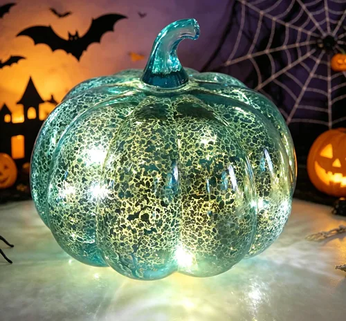 Miniatura 3 de Mercury Glass Pumpkin Light with Timer, with 10 Fairy Lights Inside,Battery Operated Led Pumpkin Light,Ideal for Halloween Fall Decoration