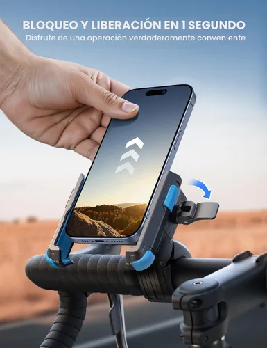 Miniatura 3 de Lamicall - Soporte para teléfono de motocicleta y bicicleta - [Liberación rápida 1s] Abrazadera de teléfono celular para bicicleta, abrazadera
