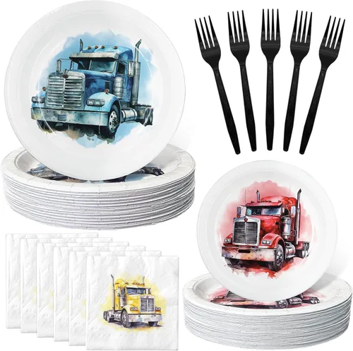 Miniatura 14 de Recuerdos y suministros para fiesta de cumpleaños de autos de carreras, juego de vajilla con platos, servilletas y tenedores