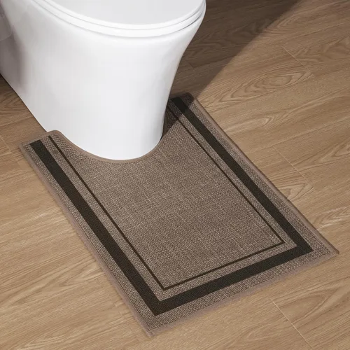 Miniatura 67 de chakme Juego de 2 alfombras de baño ultrafinas, absorbentes, antideslizantes, lavables a máquina, color beige oscuro, 17 x 24 pulgadas + tapete