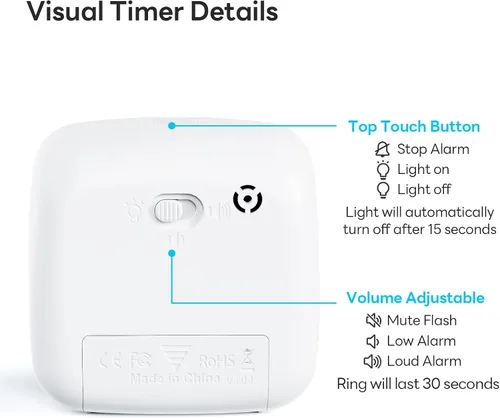 Miniatura 5 de Yunbaoit Temporizador visual con luz nocturna, temporizador de cuenta regresiva de arco iris de 60 minutos para niños y adultos, herramienta