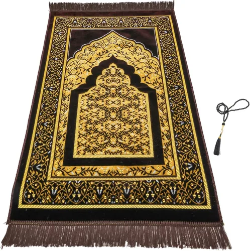 Miniatura 17 de Alfombra de oración – Alfombra turca Janamaz Sajada de felpa suave para hombres y mujeres, alfombrilla de oración lisa y sólida, regalo de Ramadán