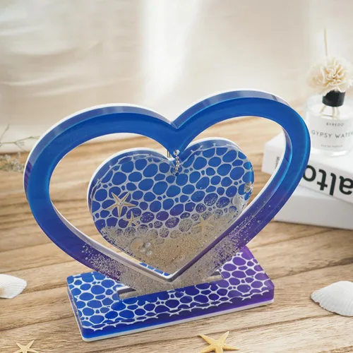 Miniatura 4 de Moldes de resina de corazón, 2 piezas de moldes de silicona para marco de fotos, moldes de epoxi, moldes de fundición, manualidades, manualidades