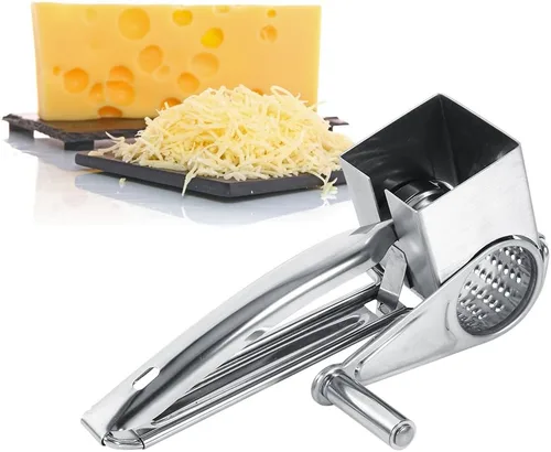 Rallador de queso de acero inoxidable, manivela de mano, cortador de cocina multifuncional y herramienta de trituración, tambores ralladores