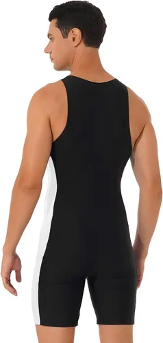 Miniatura 9 de XUNZOO Mens One Piece Sleeveless Front Zipper Color Block Swimwear Bodysuit Wetsuit Sports Wear