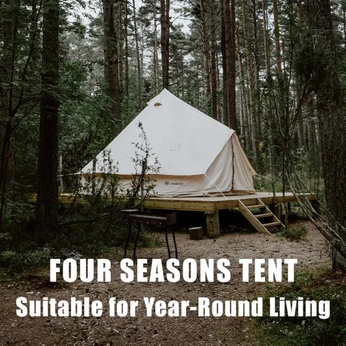 Miniatura 3 de ShinHye Tienda de campaña de lona para yurtas, 4 estaciones, para camping, 100% algodón, tiendas de campaña glamping con gato de estufa, camping