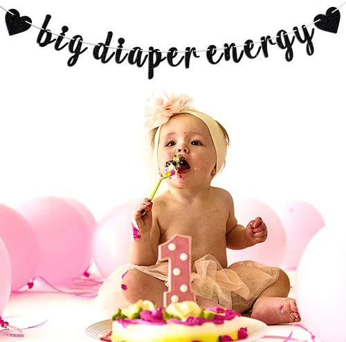 Miniatura 4 de Cartel de energía de gran pañal, letrero de bienvenida de cumpleaños para niños, feliz cumpleaños/baby shower, suministros de decoración para niños
