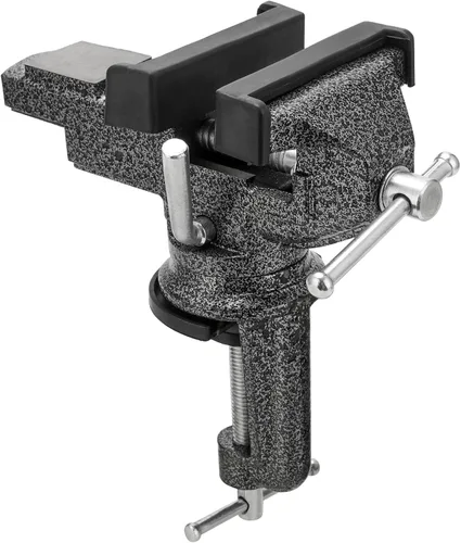 Miniatura 5 de JOIKIT Paquete de 2 prensas de banco de 3 pulgadas, tornillo de banco portátil universal para mesa con base giratoria de 360° para carpintería, Negro