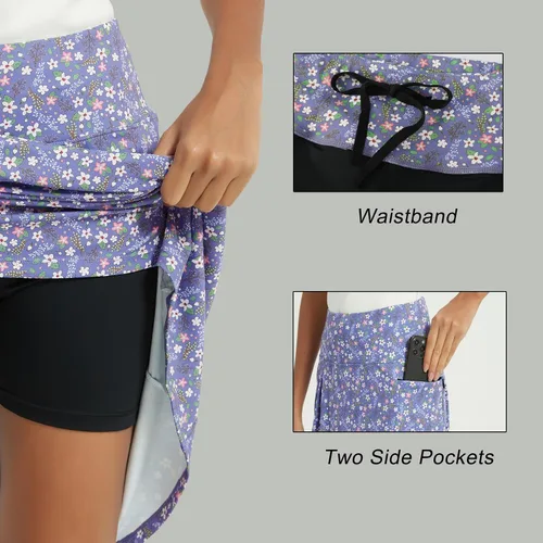Miniatura 25 de NOOYME Falda pantalón de 28 pulgadas para mujer con 3 bolsillos, modesta, longitud hasta la rodilla, atlética, midi