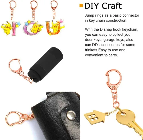 Miniatura 5 de 50 piezas Roctee - Gancho giratorio para cordón con llaveros, ganchos de metal para llavero de cordón, para manualidades, cierre de langosta