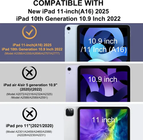 Miniatura 2 de OKP Funda para iPad de 11 pulgadas (A16) 2025 / 10ª generación 2022, para iPad 11ª/10ª de 10.9 pulgadas con funda de cuero PU de visualización Rosa