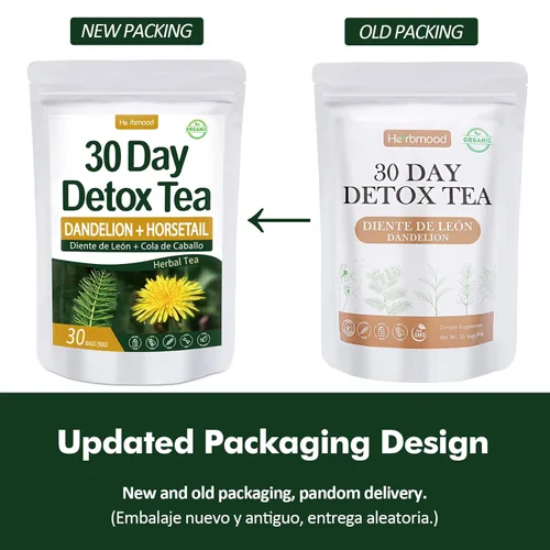 Miniatura 4 de Te de Diente de Leon - Té de diente de león de limpieza de 30 días, bolsas de té de hierbas naturales Herbmood para Perder Peso, 30