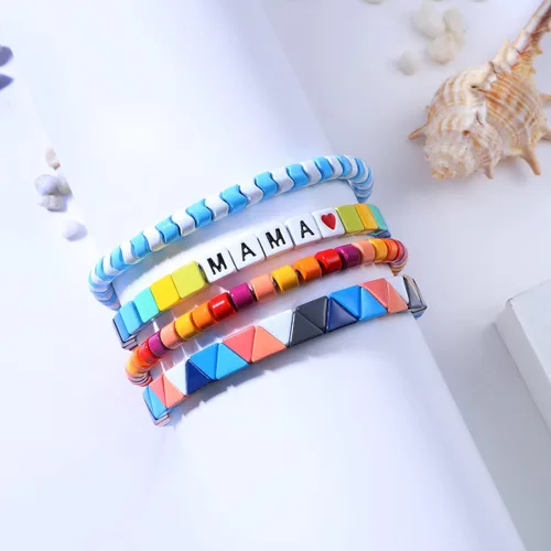 Miniatura 5 de Dvacaman Juego de 3 pulseras elásticas esmaltadas