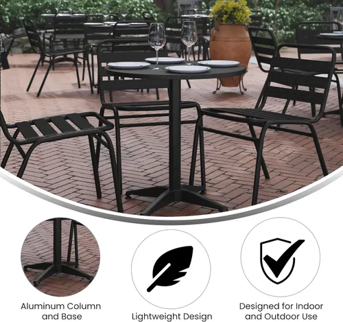 Miniatura 4 de Mesa circular de aluminio con base para interiores y exteriores, Multicolor