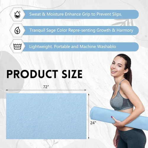 Miniatura 2 de Breling Paquete de 4 toallas de yoga calientes de 72 x 24 pulgadas, tapete de microfibra antideslizante, absorbente de sudor, suave, tapete esencial
