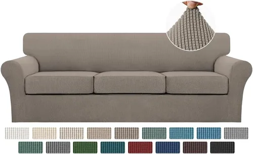 Miniatura 63 de Turquoize 2 fundas para sillas de sala de estar, funda de sofá con fundas de cojín individuales, funda de muebles para sillas (silla, beige biscotti)