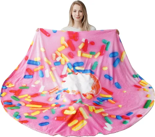 Miniatura 13 de BATTILO HOME - Manta redonda de franela suave y cómoda de 59 pulgadas con diseño de galleta de chispas de chocolate para adultos y niños, mantas