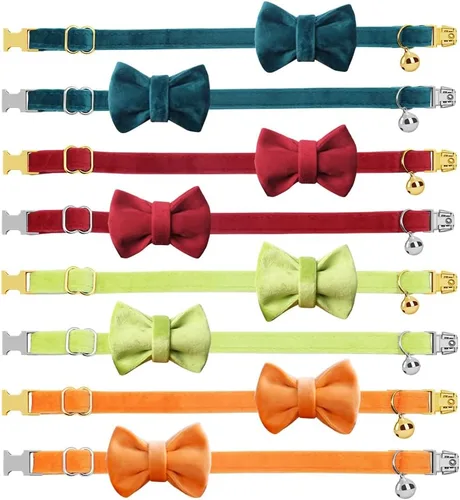 Miniatura 4 de Collar de gato personalizado con placa de nombre, collares ajustables de nailon resistente para identificación de gato con campana, personaliza