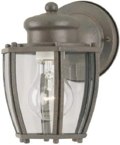 Miniatura 3 de Westinghouse Lighting 6468800 - Lámpara de pared para exteriores, acabado plateado antiguo con cristal curvado transparente