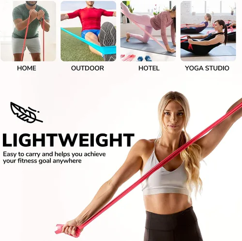 Miniatura 5 de Resistance Bands for Working Out 7Ft Long Resistance Bands Super Exercise Bands with Carry Pouch and Door Anchor I Latex Free Workout Bands Rojo