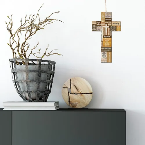 Miniatura 3 de Jetec Decoración de pared con cruz cristiana de madera, cruz de Pascua, fe religiosa, versículo bíblico, letrero de pared o mesa para Pascua, regalo